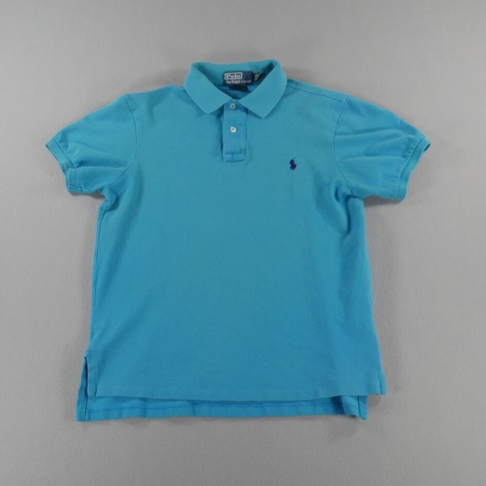 Vintage 90s Polo Ralph Lauren Custom Fit Teal Mens Size Medium Preppy Blue